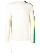 Paura Side Stripped Knit Sweater - White