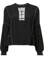 Derek Lam 10 Crosby Smocked Cuff Blouse, Women's, Size: 12, Black, Silk