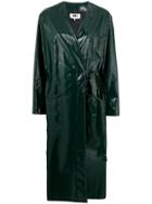 Mm6 Maison Margiela Belted Waist Vernished Coat - Green