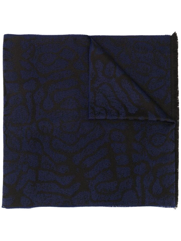 Lanvin Patterned Frayed-edge Scarf - Blue