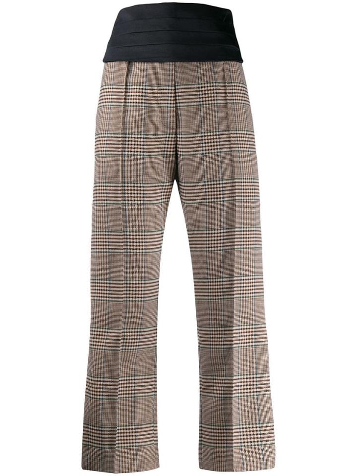 Mm6 Maison Margiela Cropped Check Trousers - Neutrals