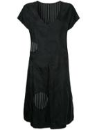 Yohji Yamamoto Embroidered Pinstripe Detail Dress - Black