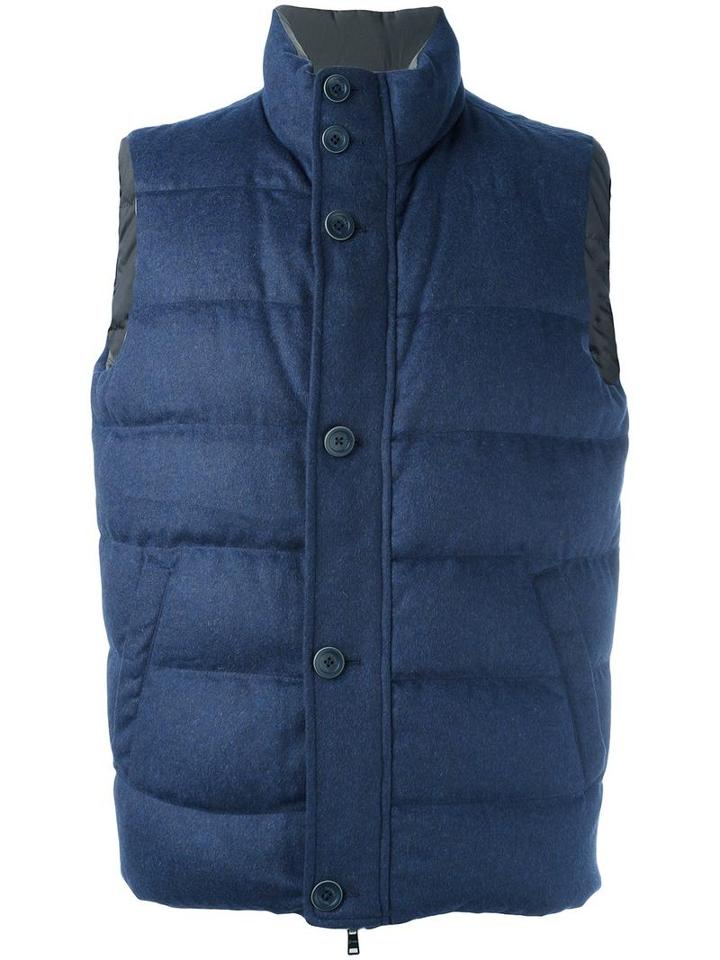 Herno Reversible Padded Vest, Men's, Size: 52, Blue, Silk/cashmere/polyester/feather Down