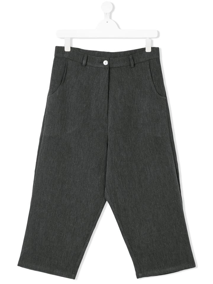 La Bottega Di Giorgia Teen Textured Wide-leg Trousers - Grey