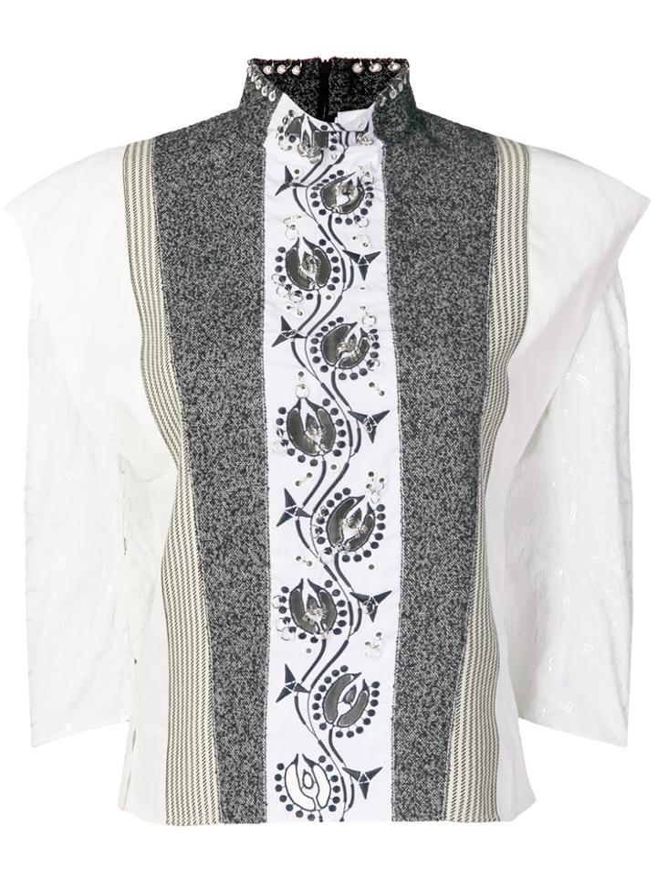 Chloé Hoop Trim Contrast Panel Blouse - White