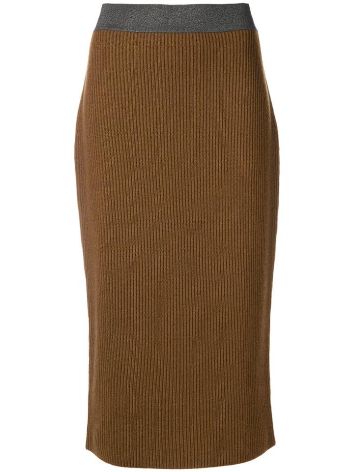 Fabiana Filippi Ribbed Knitted Midi Skirt - Brown