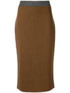 Fabiana Filippi Ribbed Knitted Midi Skirt - Brown