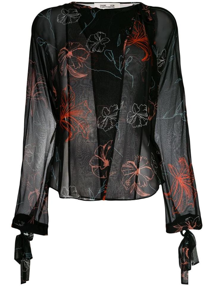 Diane Von Furstenberg Floral Printed Blouse - Black