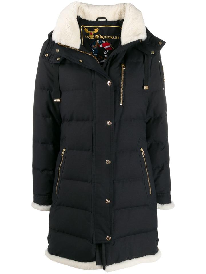 Moose Knuckles Mont Joli Logo Patch Parka Coat - Blue