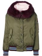 Miu Miu Fur-trimmed Hooded Padded Jacket - Green
