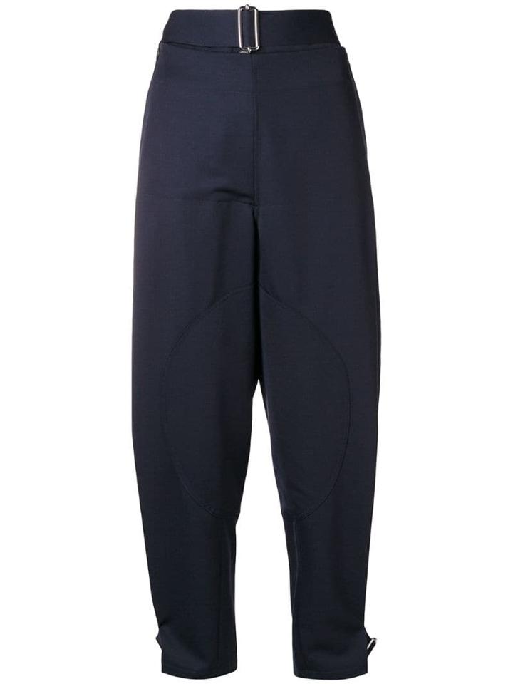 Jw Anderson Women's Navy Fold Front Utility Trousers - Blue