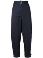 Jw Anderson Women's Navy Fold Front Utility Trousers - Blue