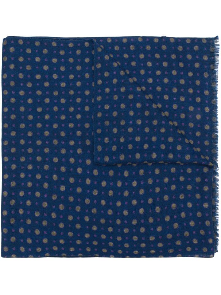Pal Zileri Dot Print Fringed Scarf - Blue