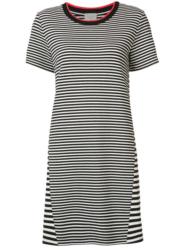 Grey Jason Wu - Striped T-shirt Dress - Women - Cotton - Xs, Black, Cotton