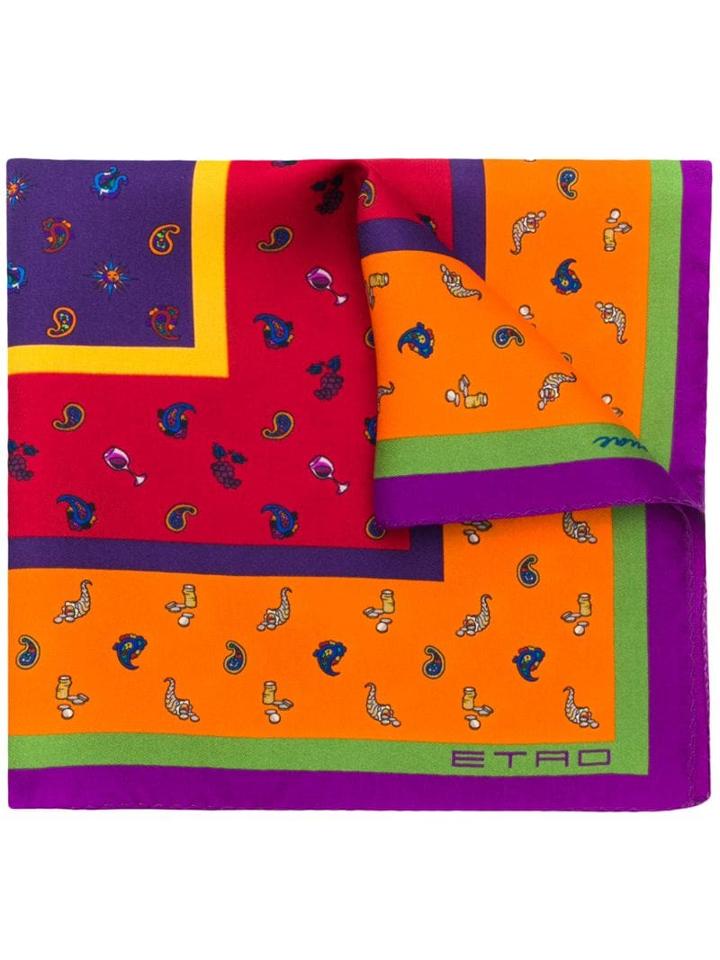 Etro Mixed Paisley Print Scarf - Orange