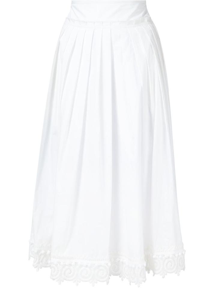 Derek Lam 10 Crosby Embroidered Trim Skirt, Women's, Size: 2, White, Cotton