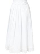 Derek Lam 10 Crosby Embroidered Trim Skirt, Women's, Size: 2, White, Cotton