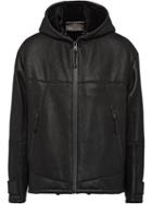 Prada Hooded Shearling Jacket - Black