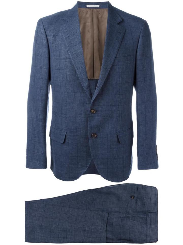 Brunello Cucinelli Two Piece Suit, Men's, Size: 50, Blue, Wool/linen/flax/silk/cupro