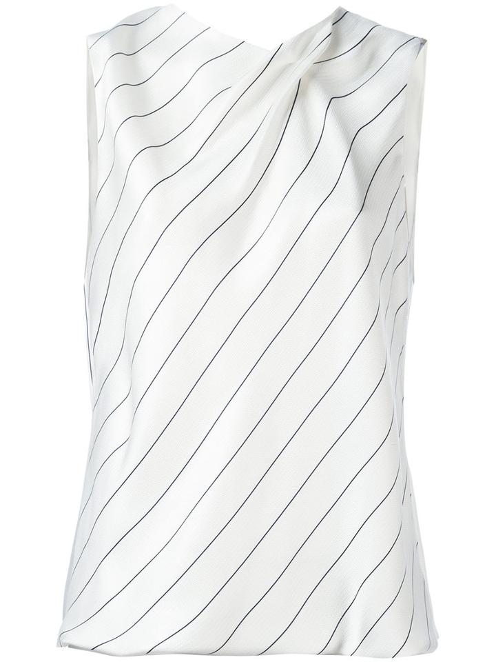 Giorgio Armani Striped Sleeveless Top, Women's, Size: 50, White, Viscose/silk