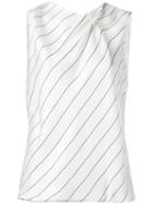 Giorgio Armani Striped Sleeveless Top, Women's, Size: 50, White, Viscose/silk