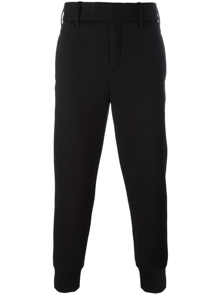 Neil Barrett Cuffed Trousers, Men's, Size: 50, Black, Cotton/viscose