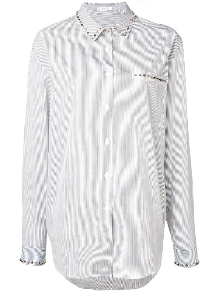 Versace Collection Striped Shirt With Studs - White