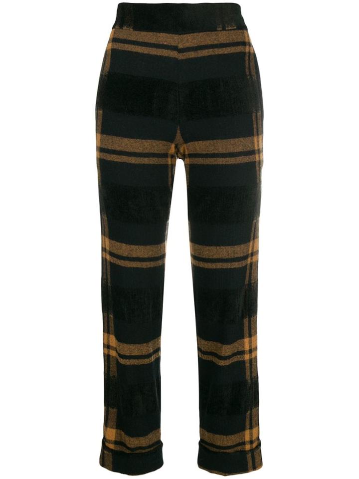 D.exterior Striped Cropped Trousers - Black