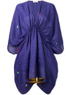 Gentry Portofino Embroidered Mini Kaftan Dress - Purple