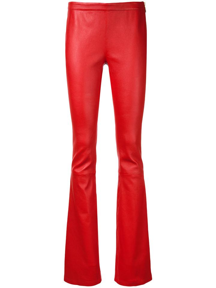 Pierre Balmain - Bootcut Leather Trousers - Women - Lamb Skin - 38, Red, Lamb Skin