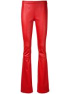 Pierre Balmain - Bootcut Leather Trousers - Women - Lamb Skin - 38, Red, Lamb Skin