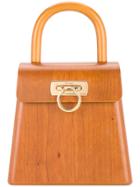 Salvatore Ferragamo Vintage Gancini Wooden Tote - Brown