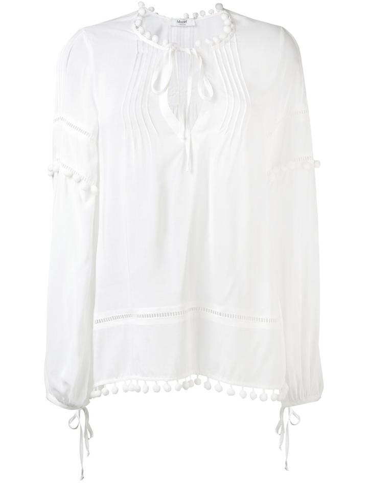 Blugirl - Pom Pom Trim Blouse - Women - Viscose - 44, White, Viscose