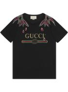 Gucci Gucci Logo T-shirt With Embroidery - Black