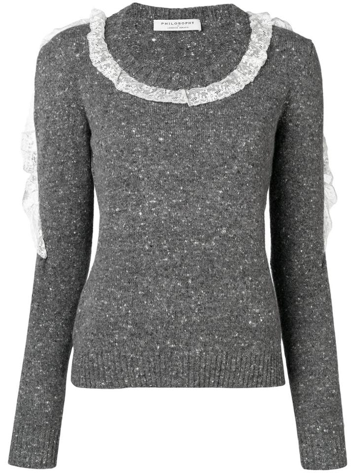 Philosophy Di Lorenzo Serafini Lace Trimmed Jumper - Grey