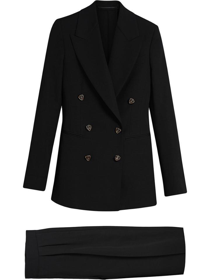 Burberry Crest Button Wool Silk Tailored Jacket - Black