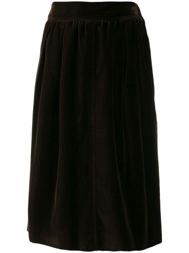 Yves Saint Laurent Pre-owned 1970's Velvet Effect Gathered Skirt -
