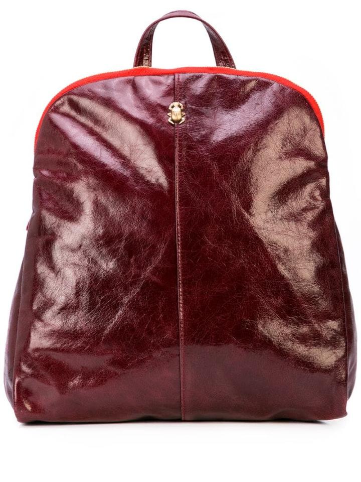 Sous Les Paves Varnished Finish Backpack - Red