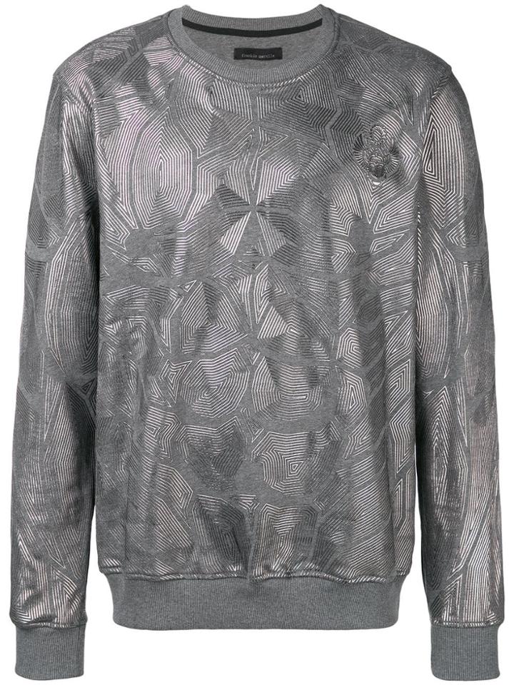 Frankie Morello Metallic Geometric Sweatshirt - Grey