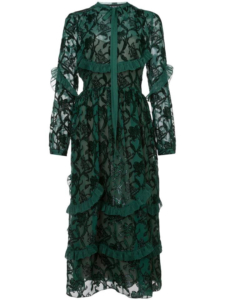 Rochas Embroidered Shirt Dress - Green