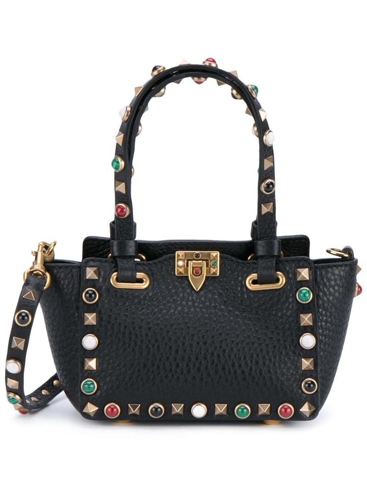 Valentino Valentino Garavani Micro 'rockstud Rolling' Tote, Women's, Black