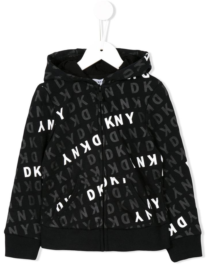 Dkny Kids - Logo Print Hoodie - Kids - Cotton/polyester/spandex/elastane/viscose - 6 Yrs, Black