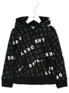 Dkny Kids - Logo Print Hoodie - Kids - Cotton/polyester/spandex/elastane/viscose - 6 Yrs, Black