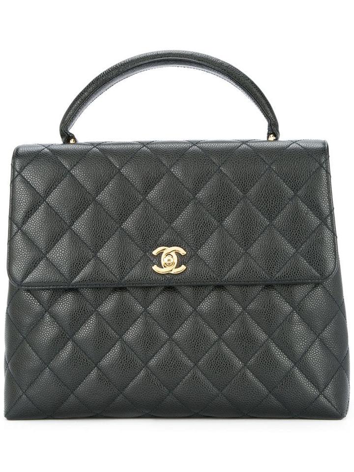 Chanel Pre-owned Quilted Cc Logo Handbag - Black