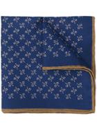 Canali Contrast Trim Pocket Square - Blue