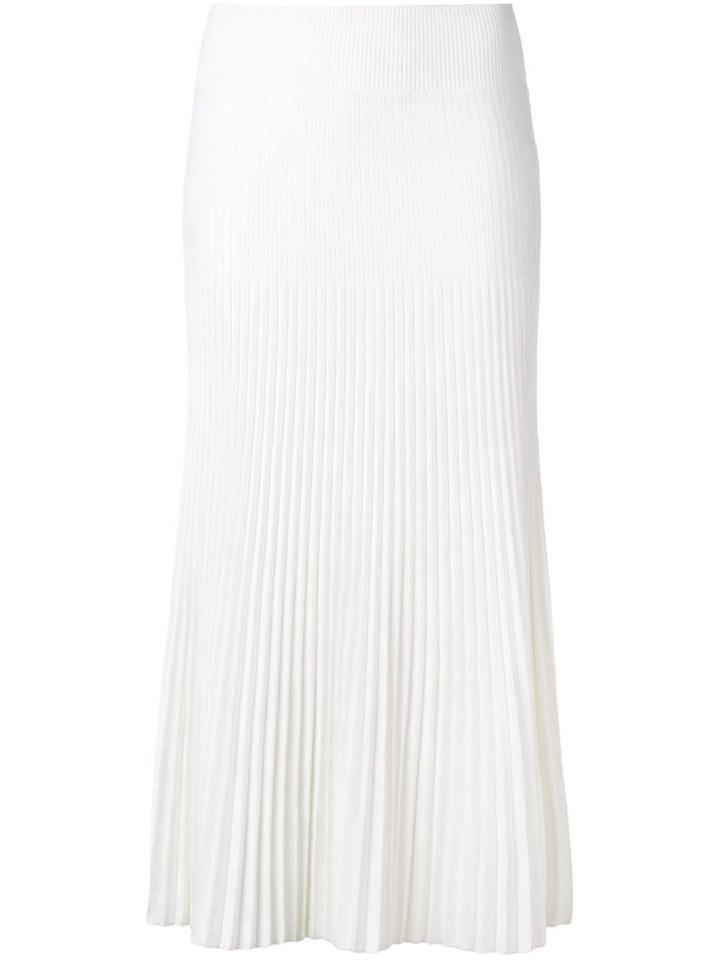 Agnona Plissé Midi Skirt - White