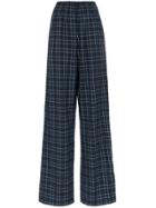 Balenciaga High Waisted Check Trousers - Blue