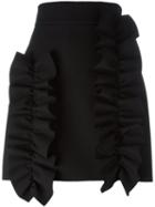 Msgm Ruffle Detail Skirt, Women's, Size: 44, Black, Polyester/spandex/elastane/viscose