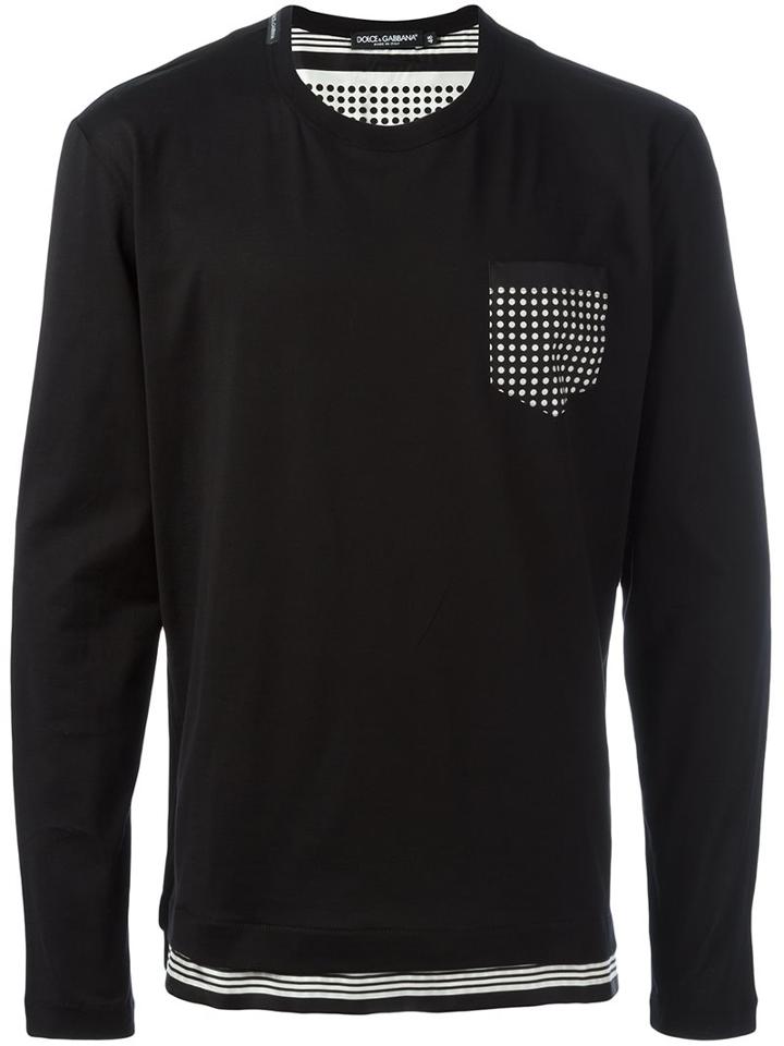 Dolce & Gabbana Chest Pocket Top, Men's, Size: 46, Black, Silk/cotton