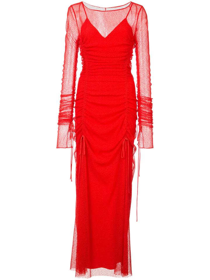 Dvf Diane Von Furstenberg Ruched Sheer Dress - Red